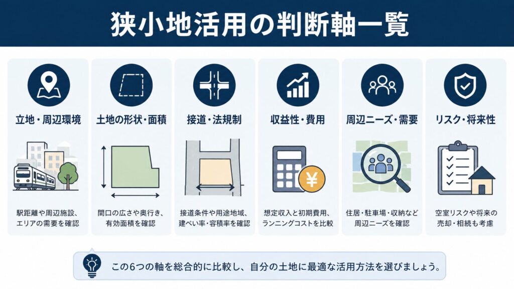 狭小地活用の判断軸一覧