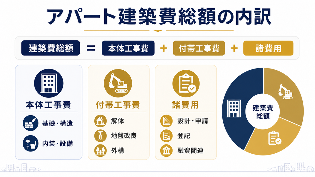 アパート建築費総額の内訳
