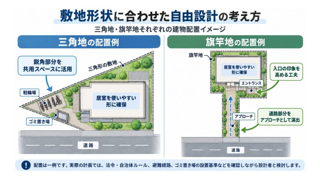 敷地形状に合わせた自由設計の考え方